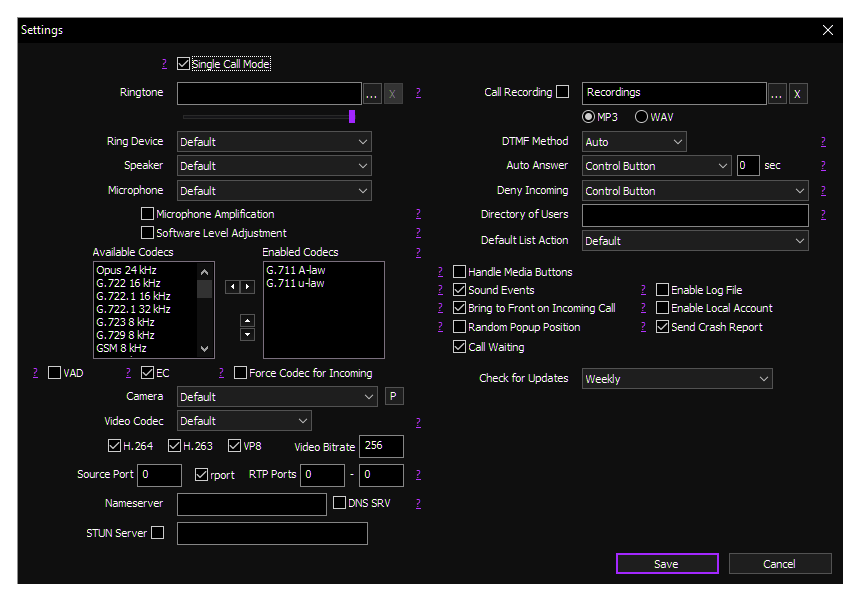screenshot Settings